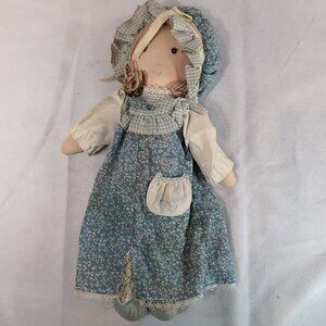 Holly Hobbie Knickerbocker American Greetings Blue Dress Plush Rag Doll Vintage